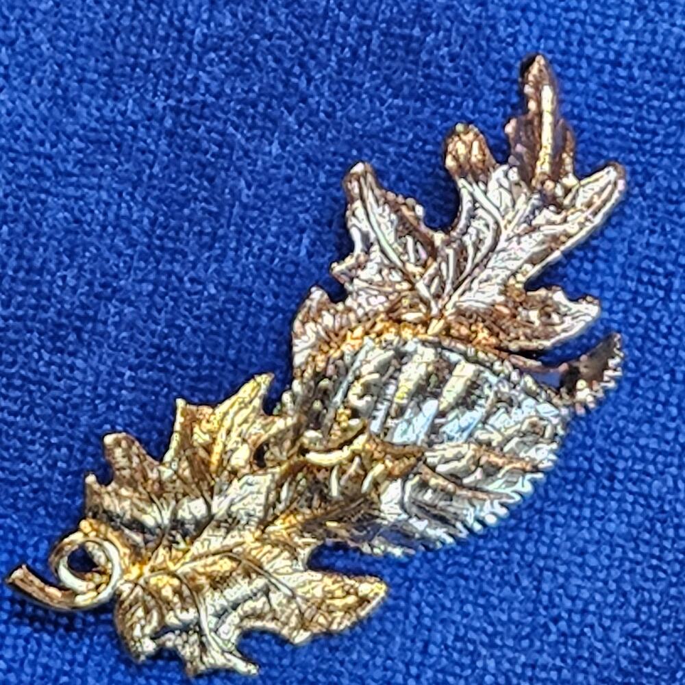 Vintage Coro Signed Gold Tone Textured Leaf Brooch Pin - Mid Century
